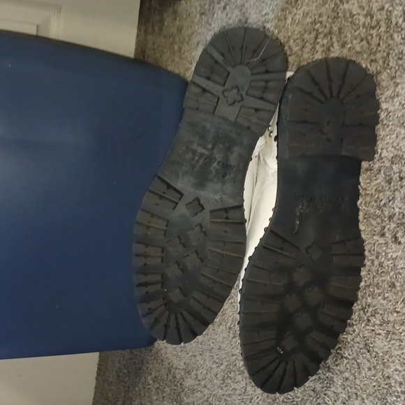 Sam Edelman "Jennifer" leather moto combat boots - 8 - white/black/silver - Picture 9 of 14